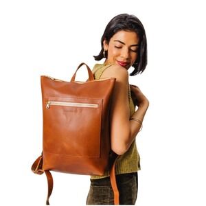 Portland Leather Laptop Backpack in Honey